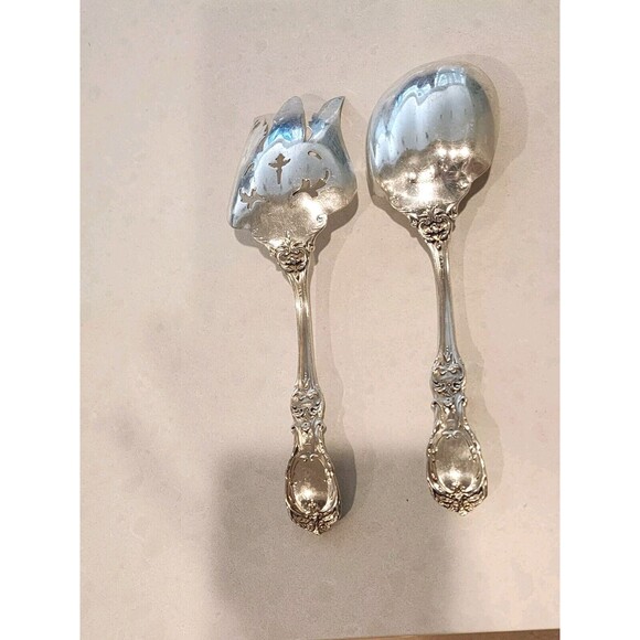 Beautiful Reed & Barton Francis 1st Fork & Spoon Salad Set Old Marks - Picture 5 of 9